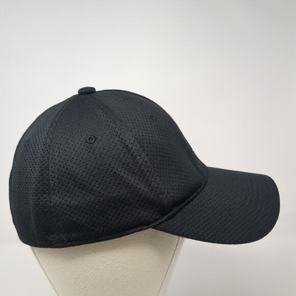 Adidas Fitted Baseball Cap Black Medium Lightweight Embroidered 6 Panel A-Flex - Picture 5 of 10